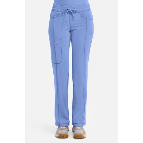 Cherokee Infinity Light Blue Ribbed Knit Drawstring Scrub Pants SZ L - Picture 1 of 11